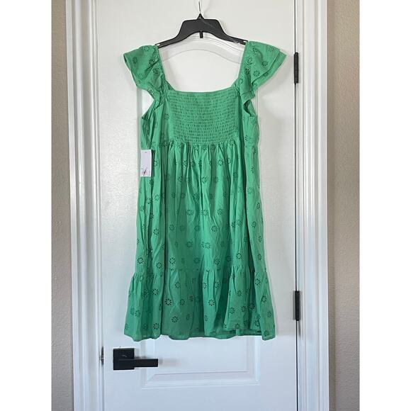 NWT SO Dress Boho Cottagecore Peasant Floral Eyelet Tiered Pockets Size Large - Picture 6 of 7